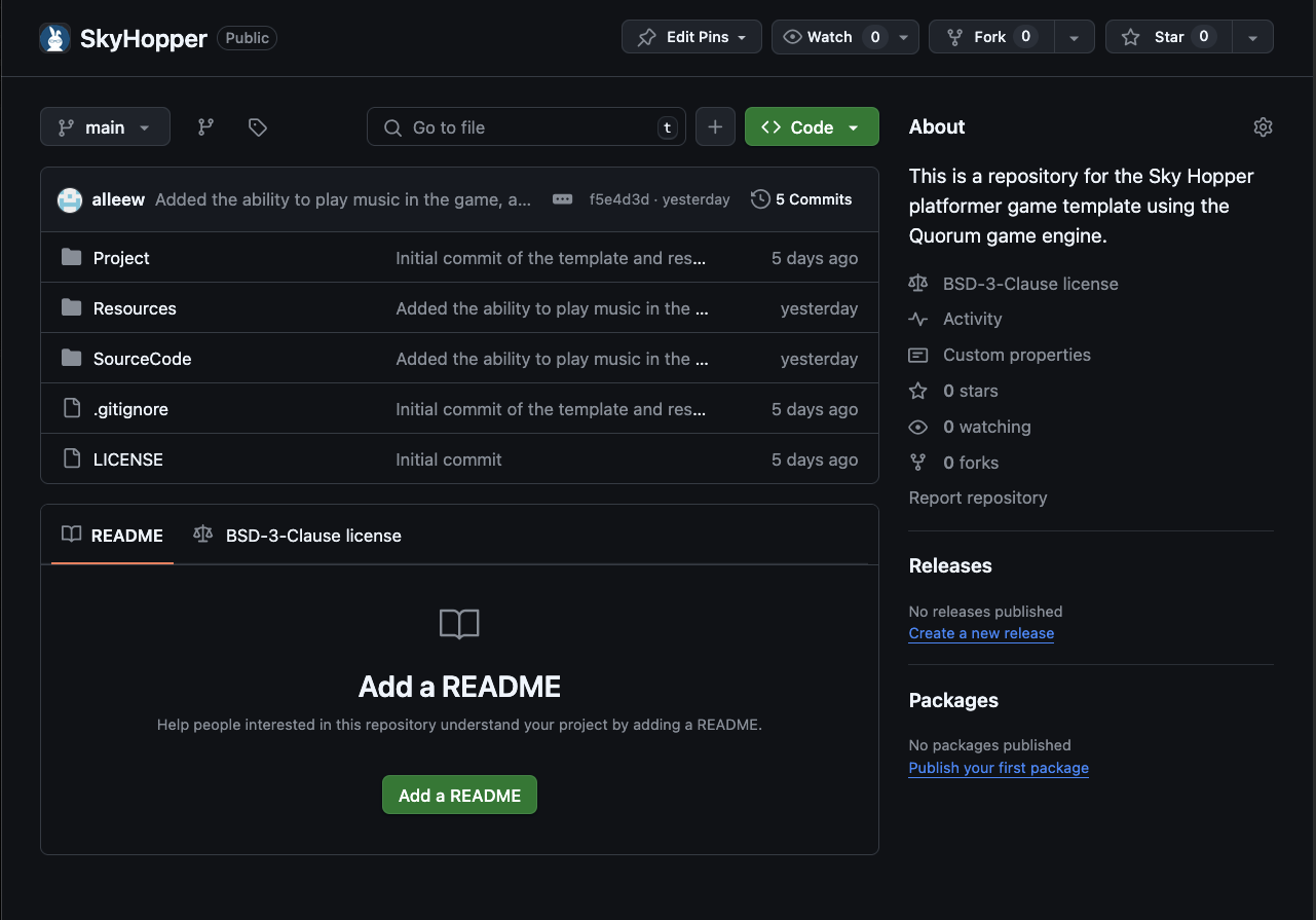 This shows an image of the Github page for Skyhopper.