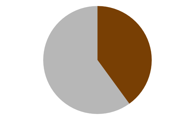 A pie chart with a single orange slice that takes approximately four-tenths of the chart.