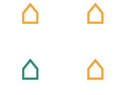  A graphic of four houses that form a square. Each house is at a corner and your house is in the lower left. 