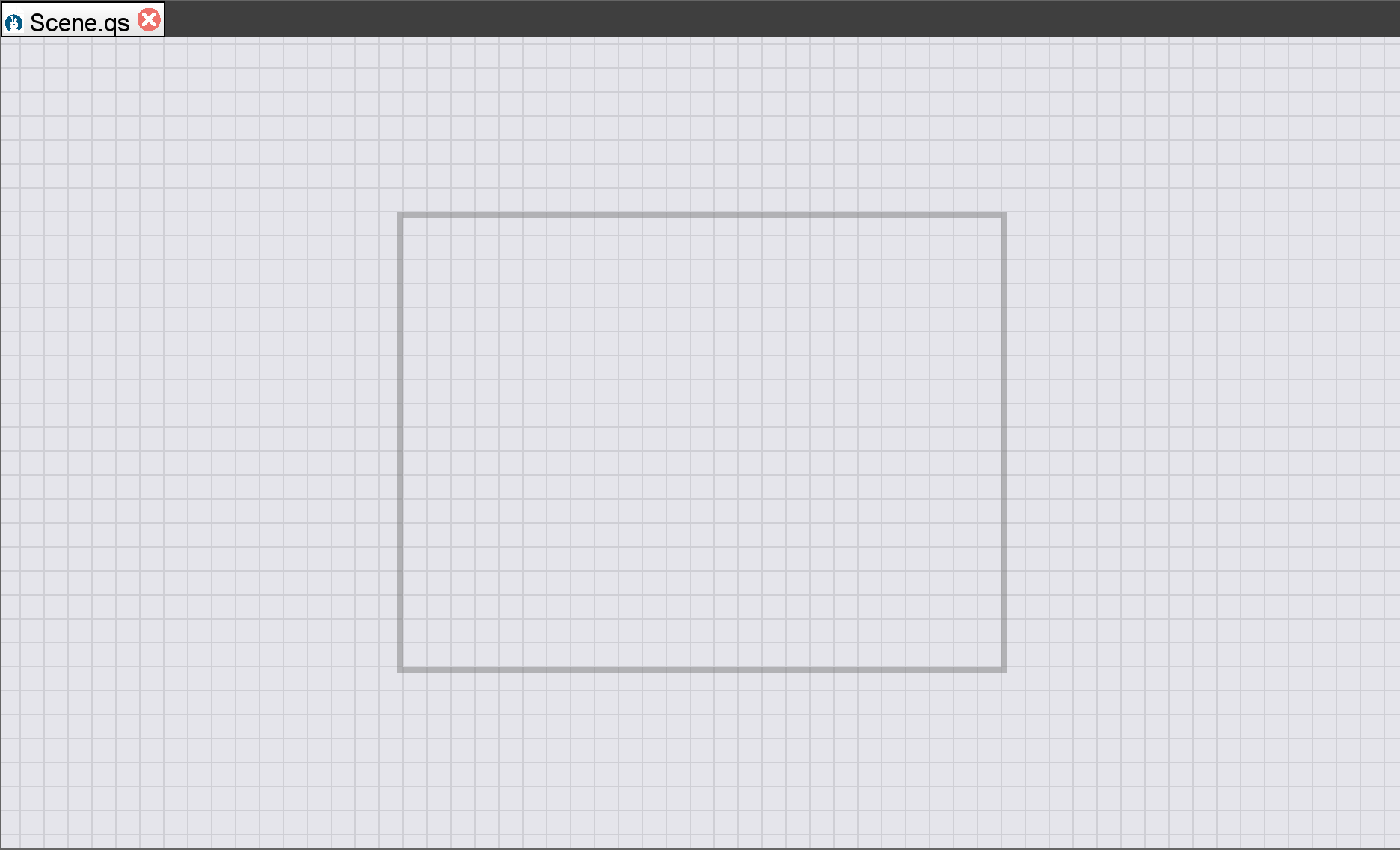 This is an image of the 2D grid in Quorum Studio. It shows a series of vertical and horizontal lines, each separated by 32 pixels by default. In the center of this grid is the view of the camera, which is shown visually as a darker grey outline.