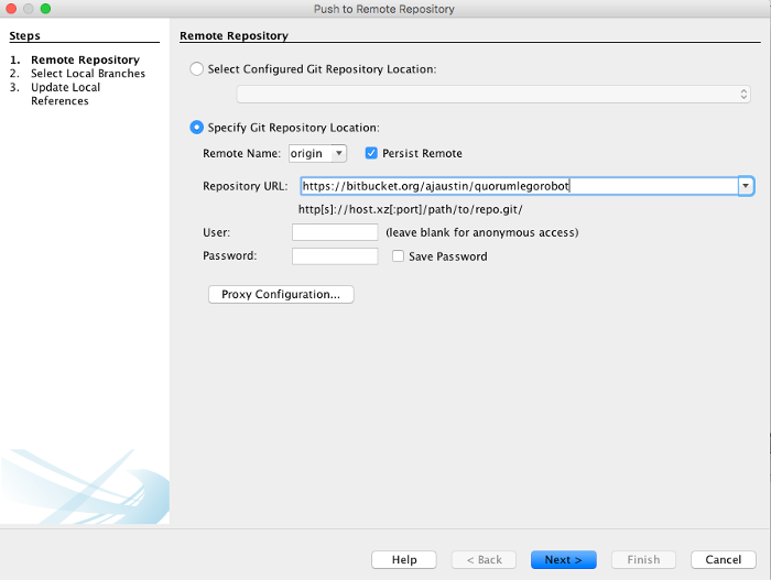 This image shows the teams tab in the project properties window.
            It contains four fields for username, password, name, and email.