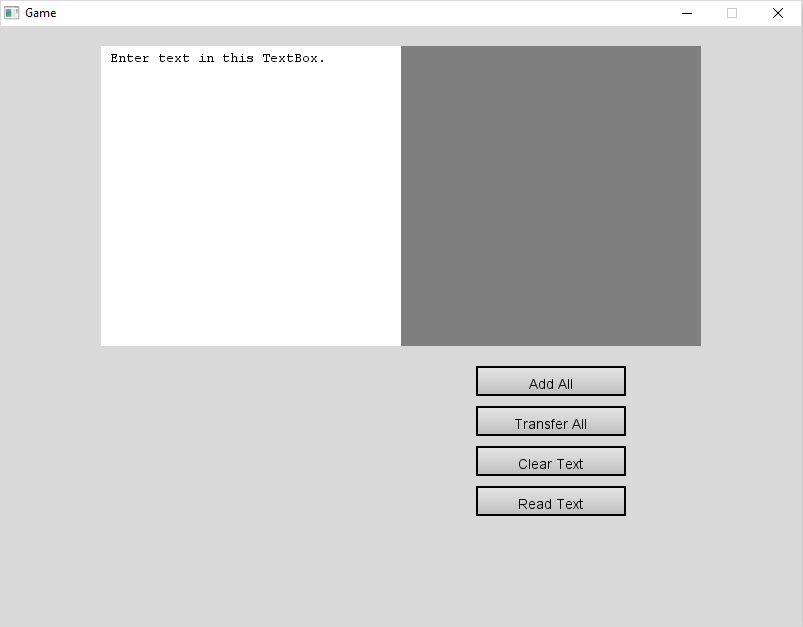 This image shows the TextBoxes with the first four buttons.