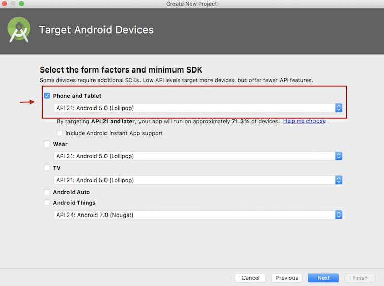 This is an image showing the sdk selection option