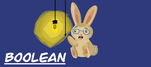 A cute bunny named Quincy letting you know boolean is super important.