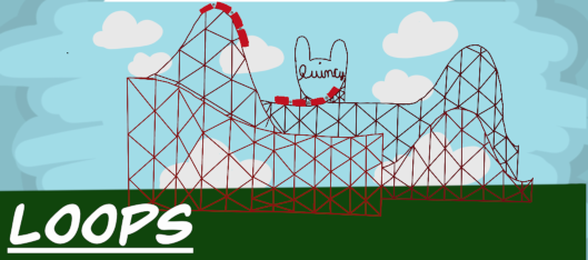 A Quincy rollercoster with a loop the shape of a bunnies head.